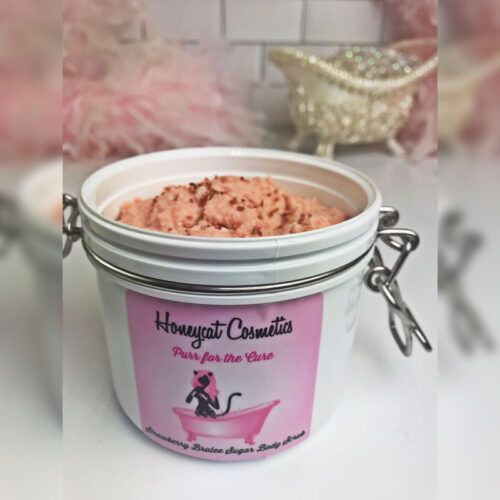 Purr For The Cure Strawberry Brulee Sugar Body Scrub Honeycat Cosmetics
